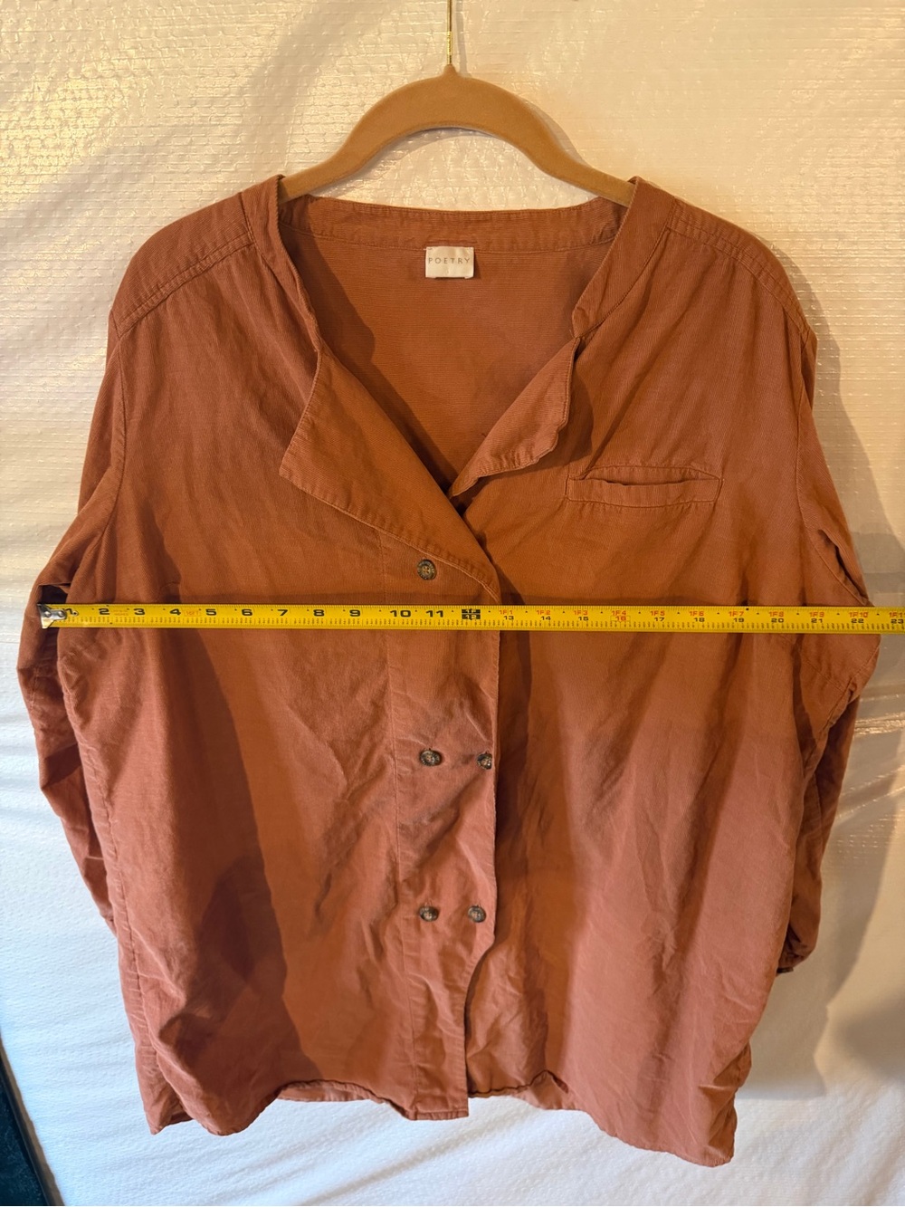 Poetry Linen Blend Button Down Shirt Size 18 Rust Orange Boho Cottagecore - Picture 6 of 6